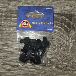 Disney Parks Rubber Pin Backs 12 Pack Black Mickey Head New.